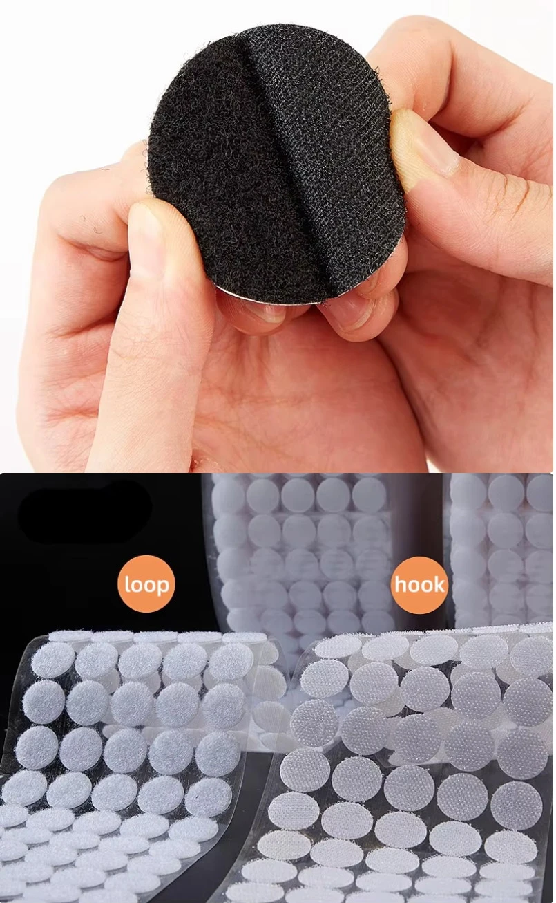 Self adhesive hook and loop dots wholesale in black and white Self adhesive hook and loop dots wholesale in black and white