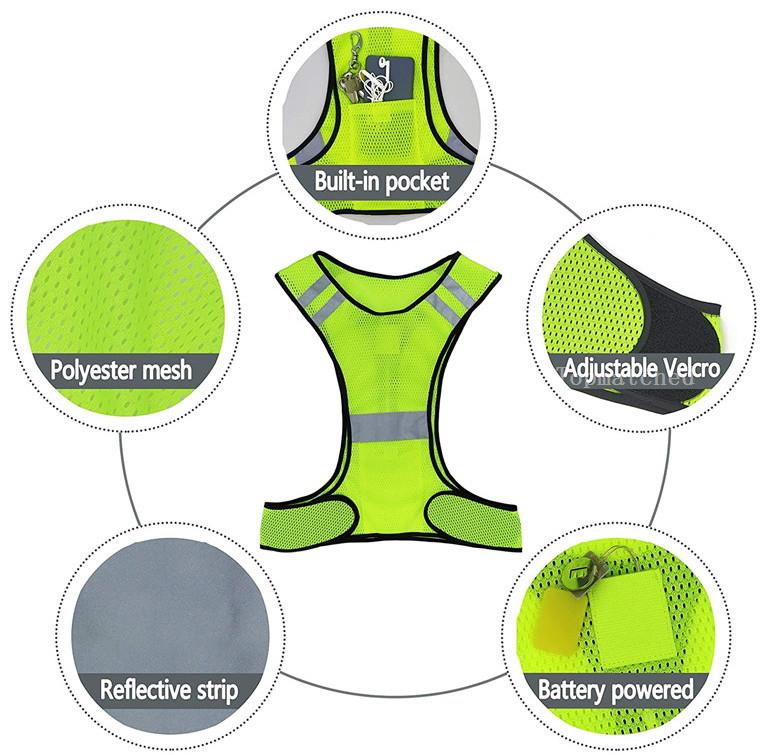 Custom polyester mesh night running safety vest for low-light visibility Custom polyester mesh night running safety vest for low-light visibility